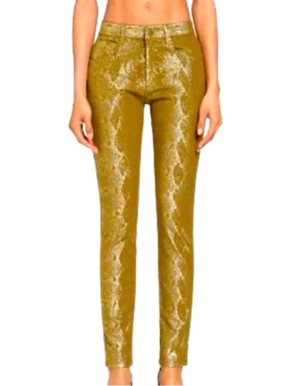 ERIC Gold Metallic Snakeskin Print Pants 8